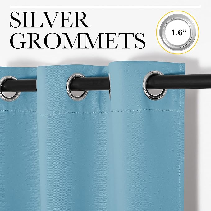 NICETOWN Teal Blue Blackout Curtains 90 inches Length - Image 2