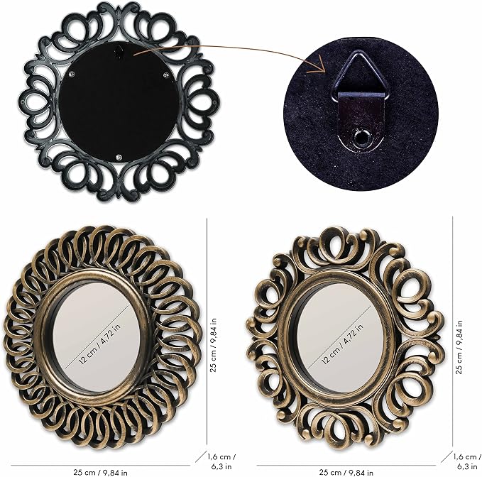 BONNYCO Wall Mirrors Pack of 3, Round Gold Mirrors - Image 4