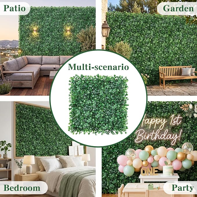 CEWOR 10"x10" Artificial Grass Wall Panels, UV Resistant & Anti-Fade Greenery - Image 7