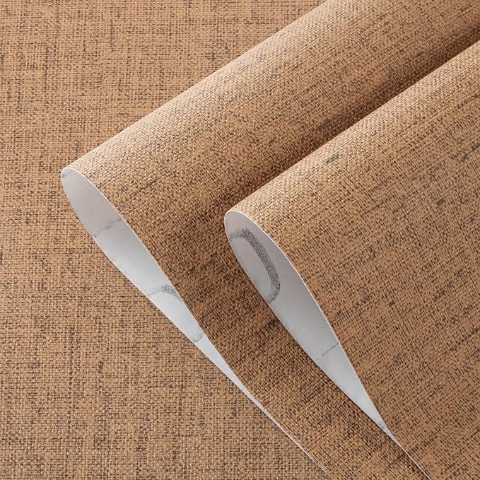 Brown Grasscloth Peel and Stick Wallpaper Textured Contact Paper Removable - Image 3