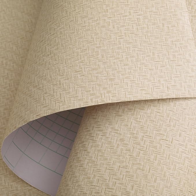 Haimin Fabric Wallpaper Textured Contact Paper Grasscloth Wallpaper Peel and - Image 4
