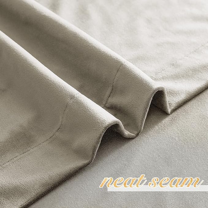 NICETOWN Camel Velvet Curtains 63 Inch Long 52 Wide, Room Darkening Vision - Image 6