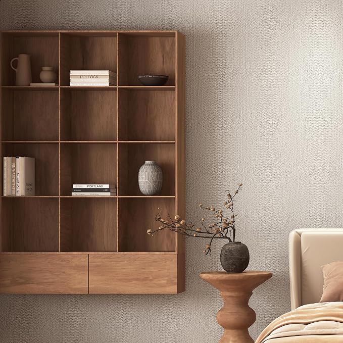 Haimin Fabric Wallpaper Textured Contact Paper Peel and Stick Faux Linen Wall - Image 2
