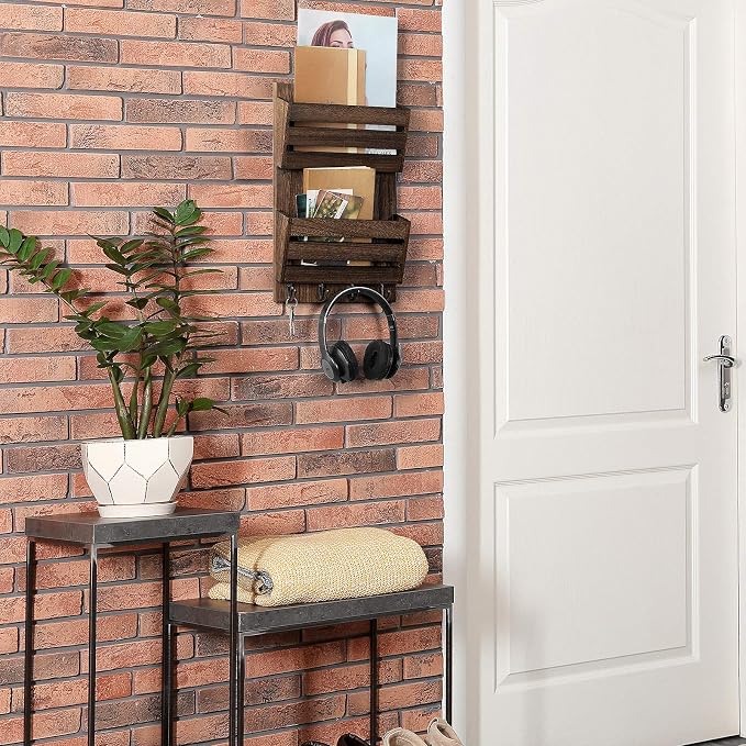 BTY Mail Holder for Wall, Wooden Mail Sorter - Image 6