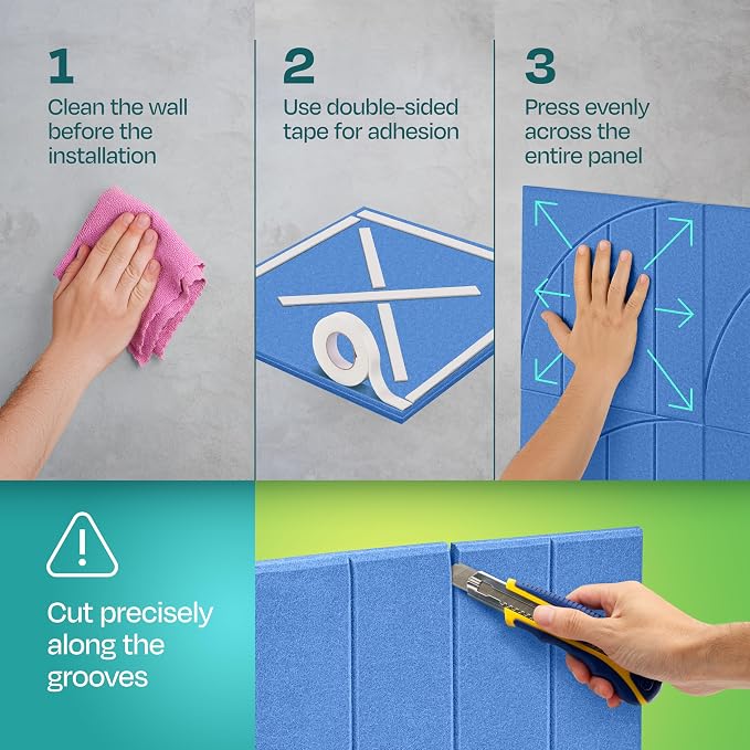 Acoustic Panels 12-Pack Soundproof Wall Panels 12"x12"x0.4" Decorative Sound - Image 5
