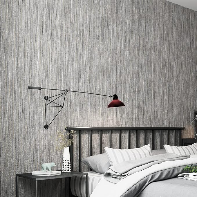 Haimin Grasscloth Wallpaper Textured 24in X 393in Fabric Contact Paper Brown - Image 4