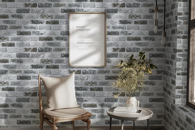 Guvana 17.3"×472.4" Brick Wallpaper Peel and Stick Wallpaper Grey Removable - Image 5