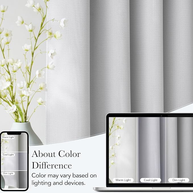 NICETOWN Room Darkening Greyish White Curtains 84 inches Long - Image 5