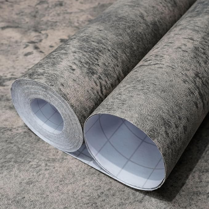 Brown Gray Concrete Wallpaper 15.7in x 80in, Wall Paper Peel and Stick by WAPANE