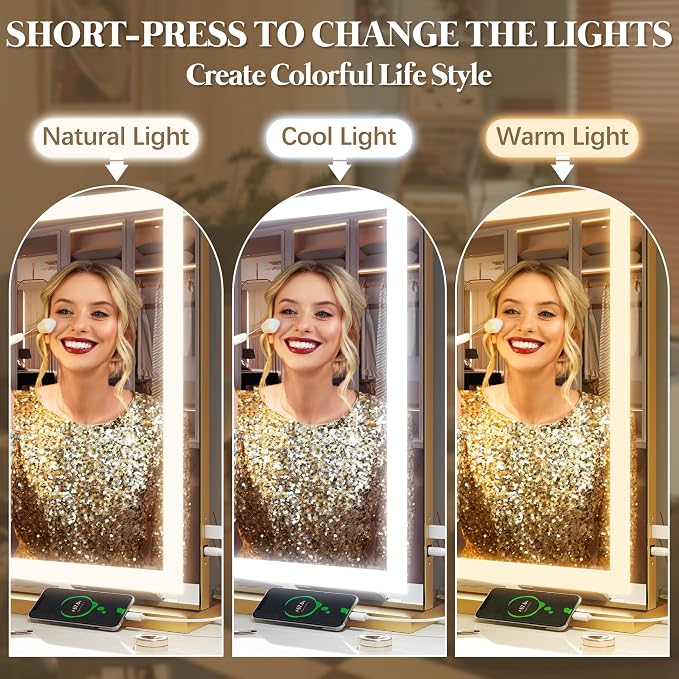 FENNIO Vanity Mirror with Lights 32"x22", Lighted Makeup Mirror, Large Vanity - Image 2