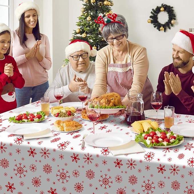 Kochorie 100 Ft x 54 Inch Red Snowflake Tablecloth Roll - Image 7