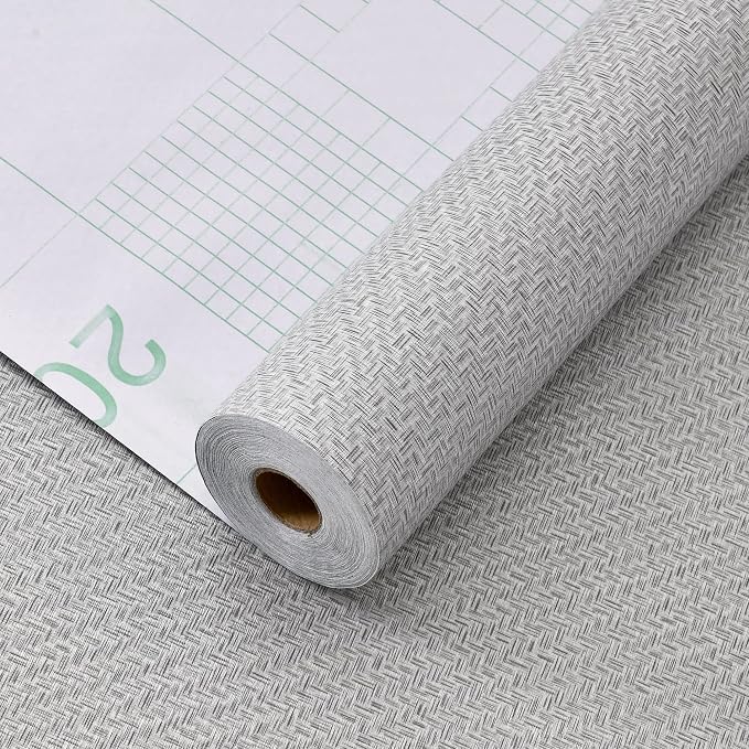 Haimin Fabric Wallpaper Textured Contact Paper Gray Grasscloth Wallpaper Peel - Image 4