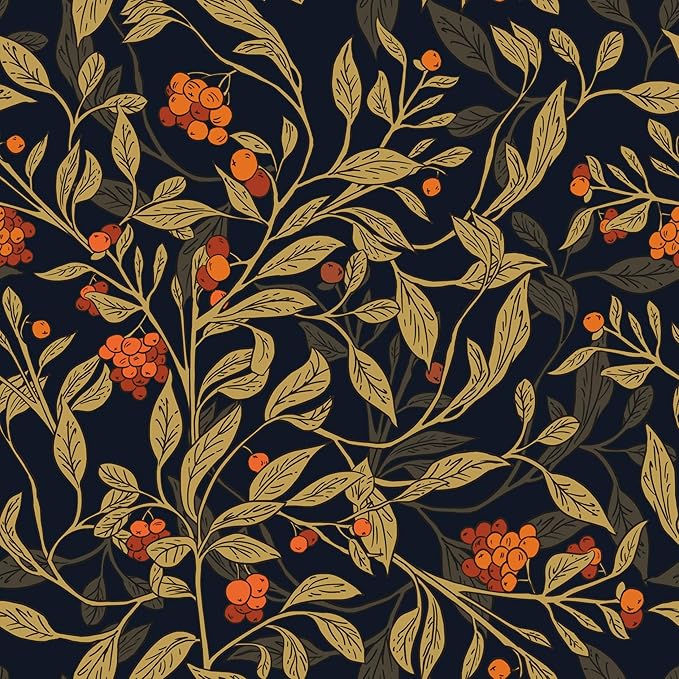 Extra Long Dark Floral Peel and Stick Wallpaper by VOLEAARWALLPAPER