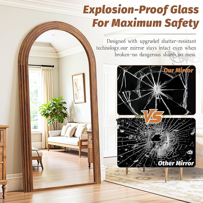 Antok Full Length Mirror 82"×44" Floor Mirror Standing Tall Mirror, Arched - Image 5