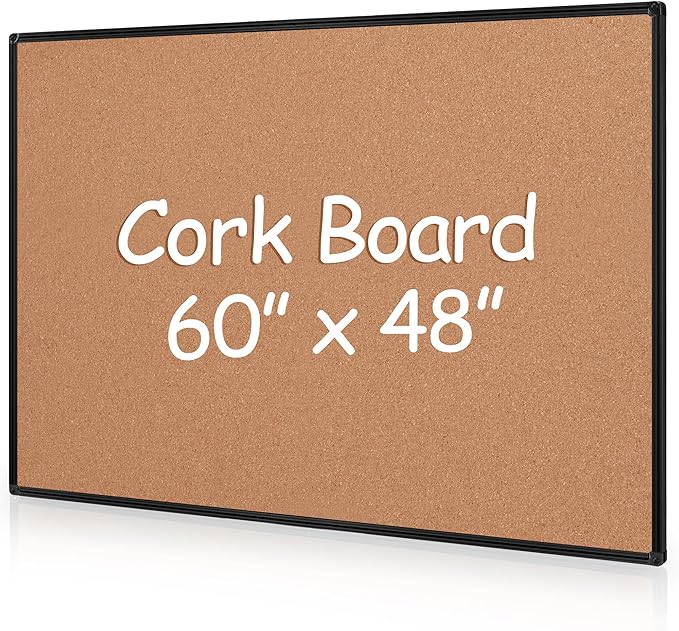 Extra Large Cork Bulletin Board 60" X 48", Wall Mounted Notice Pin Board by Justdowhatyouwanttodo