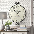 24 Inch Large Farmhouse Wall Clock, Wrought Iron Frame by JUMBOHUMBLE