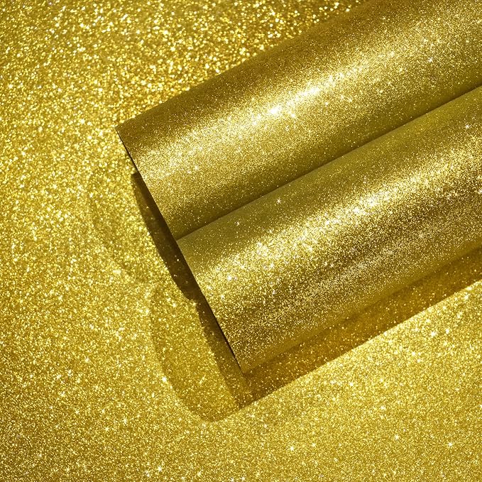 CHIHUT Gold Sparkle Contact Paper 15.7''x100'' Gold Glitter Wallpaper Peel and by CHIHUT
