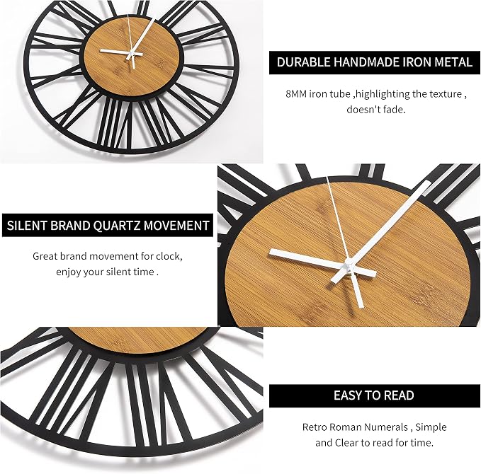 1st owned Wall Clocks for Living Room Decor, Round Silent Non Ticking, Modern - Image 2