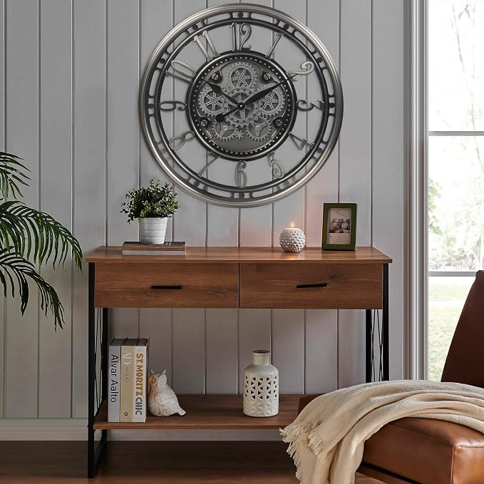 CLXEAST 28 Inch Large Industrial Moving Gear Wall Clock - Image 5