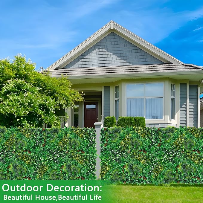 Yangrass Artificial Grass Wall Panels, Faux Greenery Privacy Fence Screen - Image 7