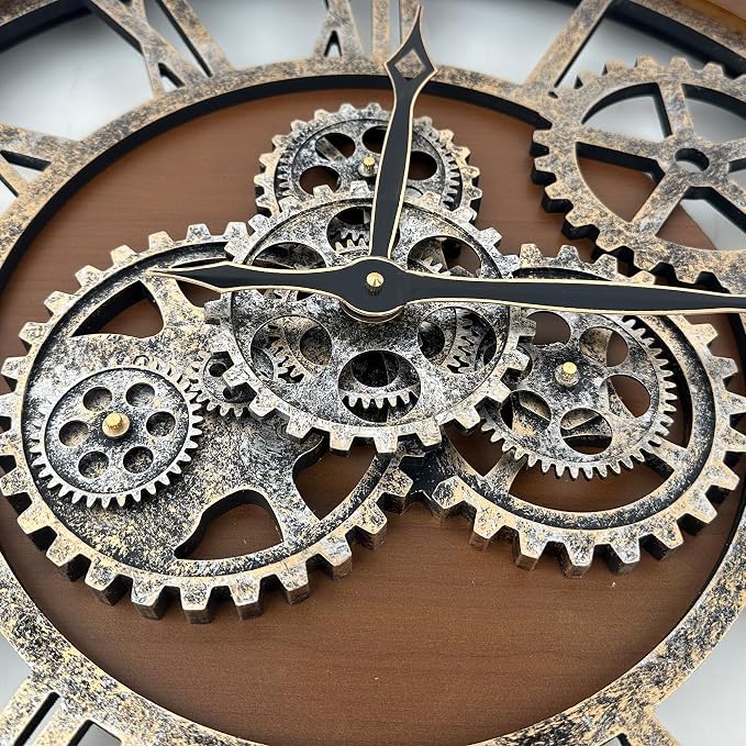 The B-Style Large Wall Clock 24 inch Moving Gear Wall Clock Oversized Vintage - Image 4