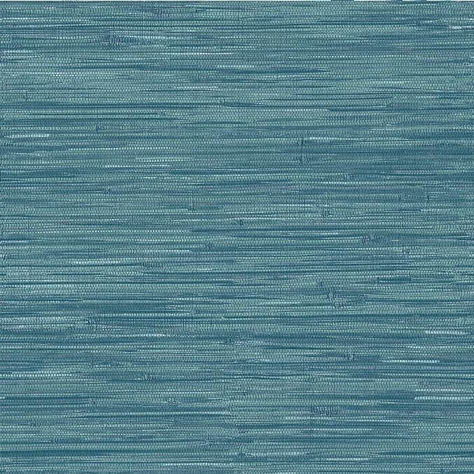 NuWallpaper Steel Blue Grassweave Peel & Stick Wallpaper by NuWallpaper