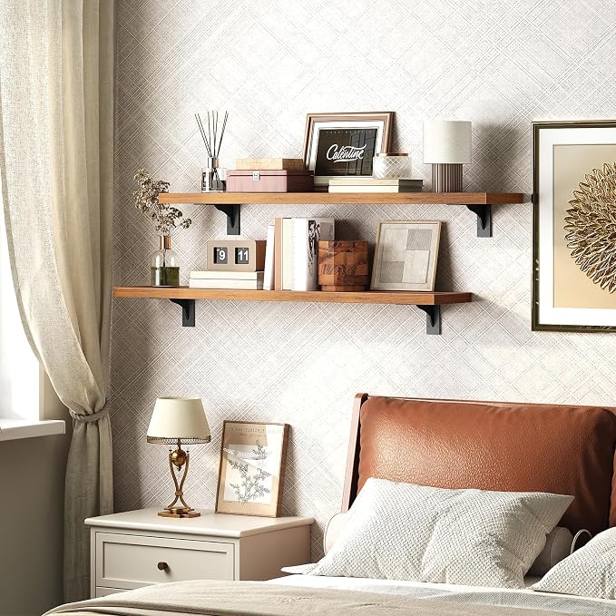 HOOBRO Floating Shelves for Wall, 31.5" Wall Mounted Shelves Set of 2, Hanging - Image 5