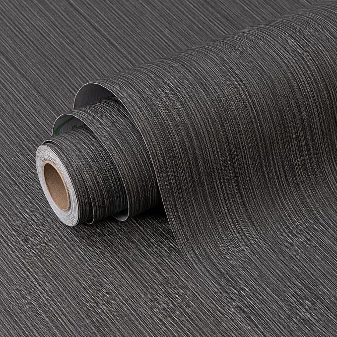 FUKU MON Dark Gray Vinyl/PVC Grasscloth Textured Wallpaper 24" X 394" Fabric by MeetyourallDIYneeds