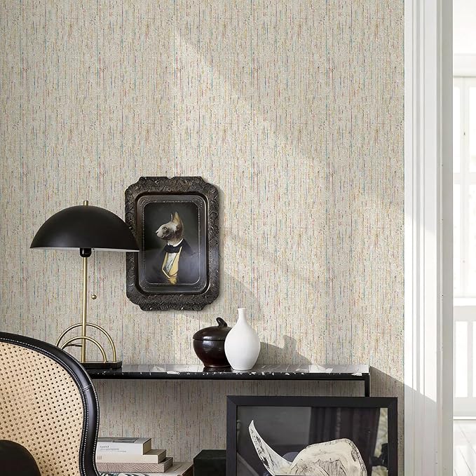 JiffDiff Woven Wallpaper Peel and Stick 17.3" x 400" Colorful Paint Grasscloth - Image 6