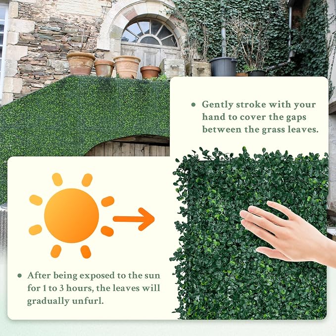 ODTORY Artificial Boxwood Wall Panels 20x20 inch 14Pcs, UV-Anti Faux Greenery - Image 5