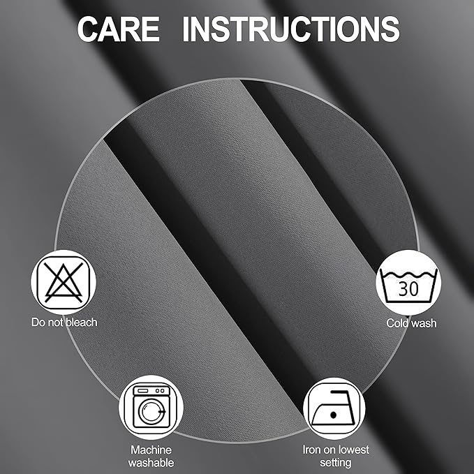 LEMOMO Grey Thermal Blackout Curtains/42 x 84 Inch/Set of 2 Panels Room - Image 4