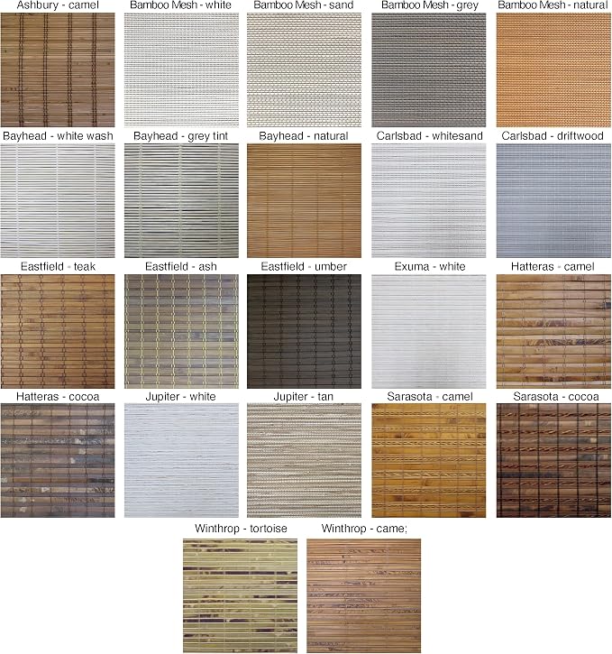 Choose Samples of Our 17 Different Woven Wood Shades by FirstRateBlinds