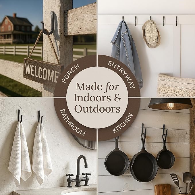 Railroad Spike Cast Iron Hooks Handmade Blacksmith, Wall Mounted Farmhouse - Image 6