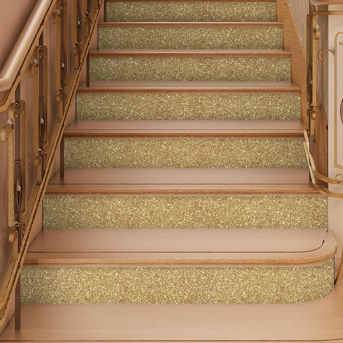 CHIHUT Champagne Gold Glitter Contact Paper Peel and Stick Wallpaper Sparkle - Image 7