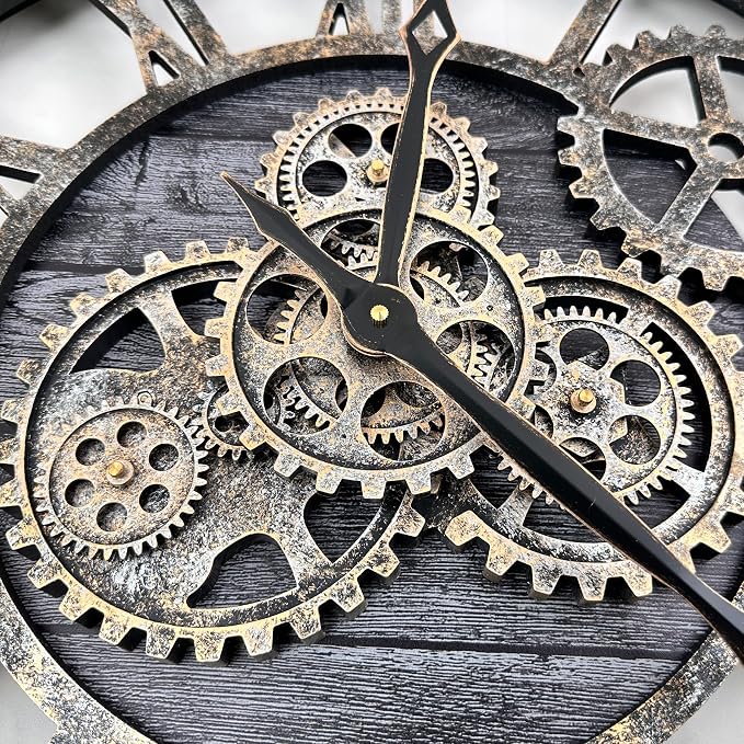 The B-Style Large Wall Clock 24 inch Moving Gear Wall Clock Oversized Vintage - Image 4
