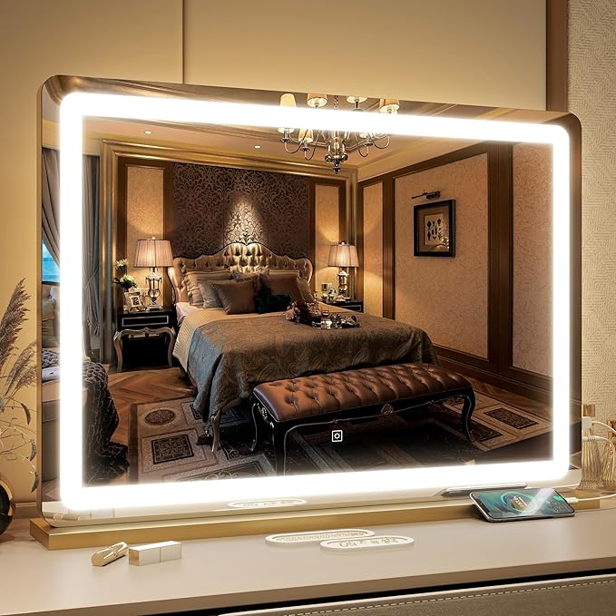 FENNIO Vanity Mirror with Lights 32"x22", Lighted Makeup Mirror, Large Vanity by FENNIOLEDMIRRORS