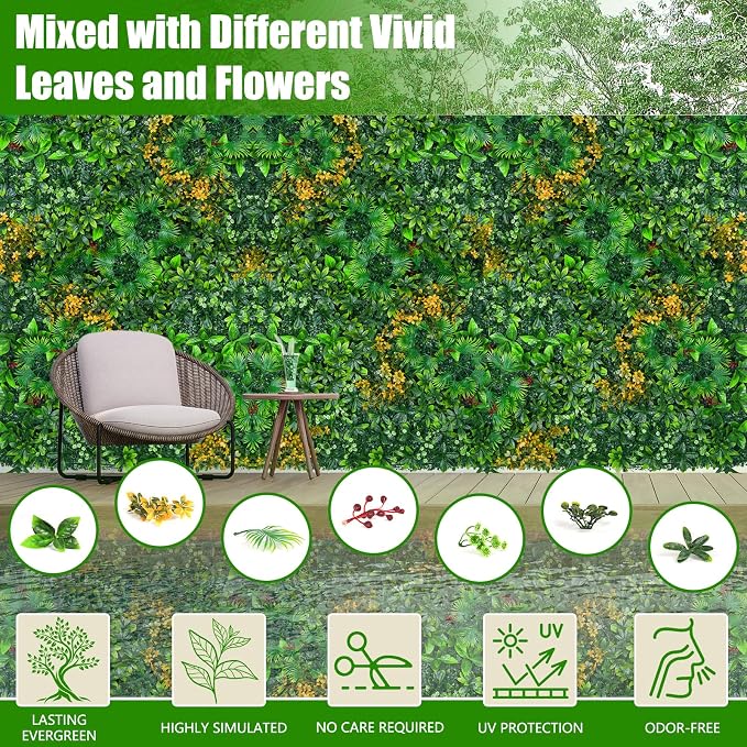 Grass Wall Panels Roll, UV-Anti Faux Greenery Plant Boxwood Panels - Image 3