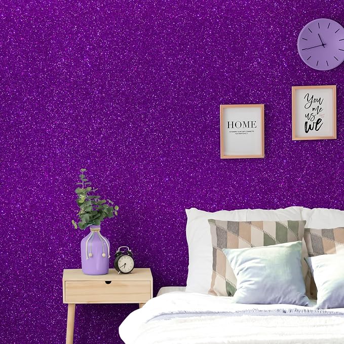 CHIHUT Dark Purple Glitter Wallpaper Stick and Peel - Image 3