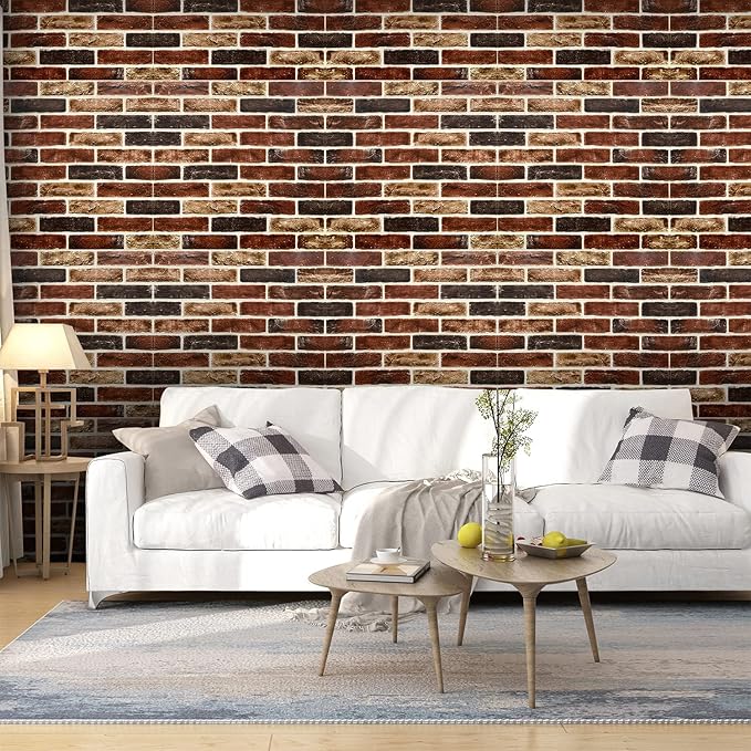 20-Pack 104 Sq.Ft 3D Wall Panels Peel and Stick 3D Faux Brick Wallpaper Peel - Image 4
