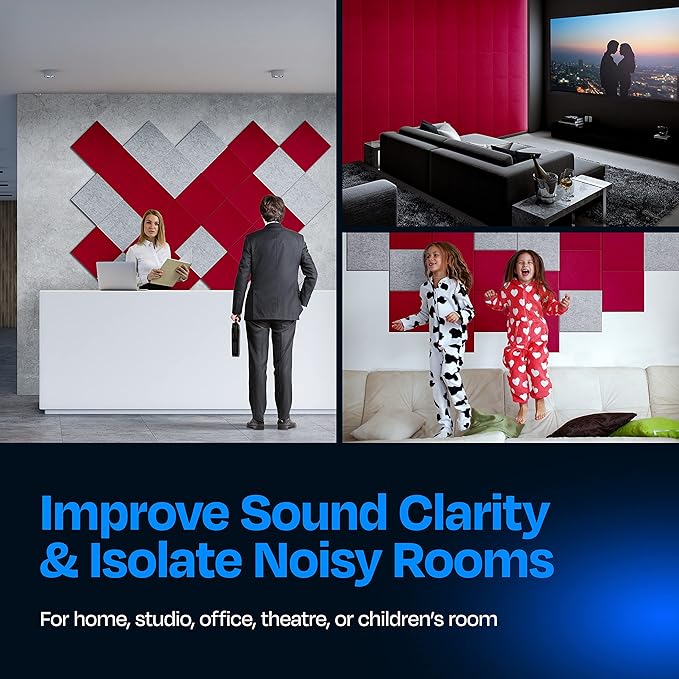 Acoustic Panels 12-Pack Soundproof Wall Panels 12"X12"X0.4" Sound Panels High - Image 4