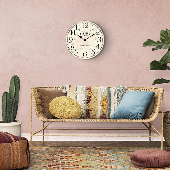 14 Inch Retro Round Wall Clock Old Town Vintage Antique Style Battery Operated - Image 7