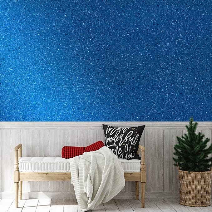 CHIHUT Sparkle Blue Glitter Wallpaper Stick and Peel 15.7''x100'' Self Adhesive - Image 5