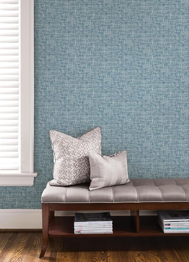 NuWallpaper NU2918 Navy Poplin Texture Peel & Stick Wallpaper - Image 2
