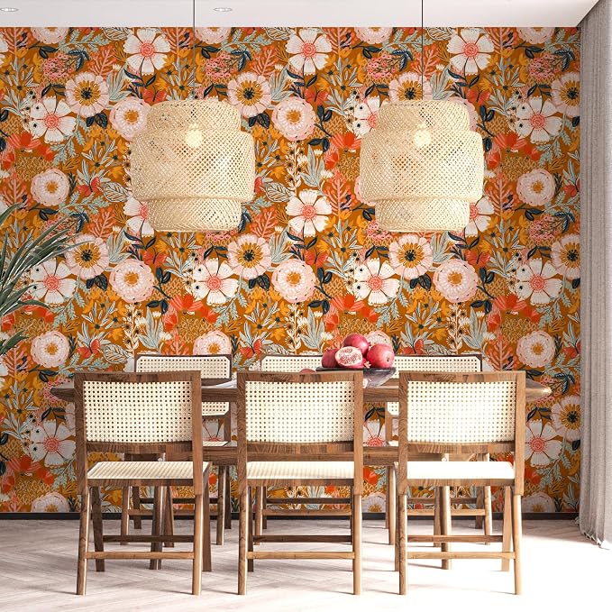 HAOKHOME Boho Peel and Stick Wallpaper Floral Wall Paper Removable - Image 4