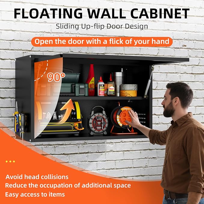 Garage Wall Cabinet, Floating Metal Wall Cabinet - Image 4
