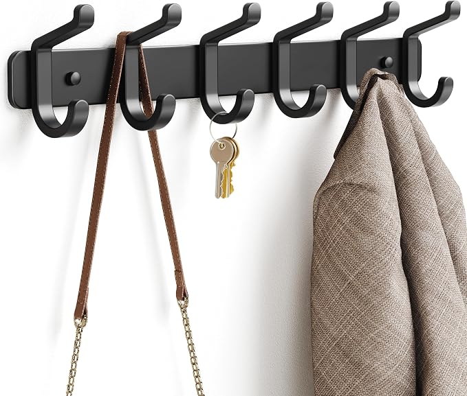 pickpiff Coat Rack Wall Mounted Heavy-Duty: Metal Coat Hanger 6 Hooks by pickpiff