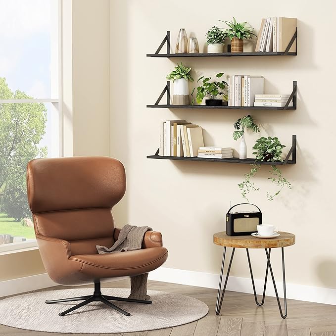 Forbena Floating Shelves 36 Inches Long 8 in Deep Set of 3, Large Wall Shelf - Image 2
