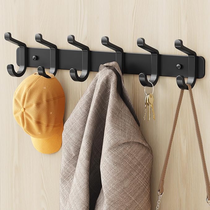pickpiff Coat Rack Wall Mounted Heavy-Duty: Metal Coat Hanger 6 Hooks - Image 8