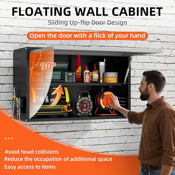 Garage Wall Cabinet, Floating Metal Wall Cabinet - Image 4
