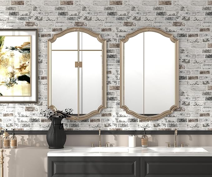 Brick Wallpaper Peel and Stick Wallpaper 17.3"x590" Grey and White 3D Brick - Image 5